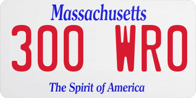 MA license plate 300WR0