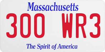 MA license plate 300WR3
