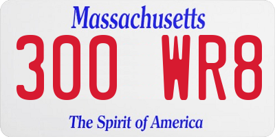 MA license plate 300WR8