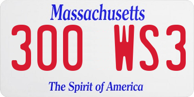 MA license plate 300WS3