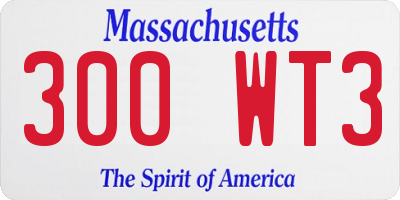 MA license plate 300WT3