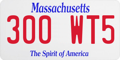 MA license plate 300WT5