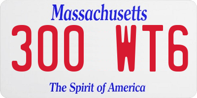 MA license plate 300WT6