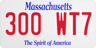 MA license plate 300WT7