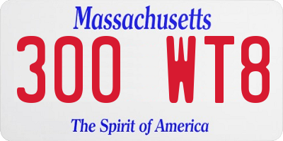 MA license plate 300WT8