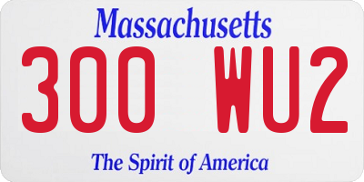 MA license plate 300WU2