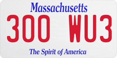 MA license plate 300WU3