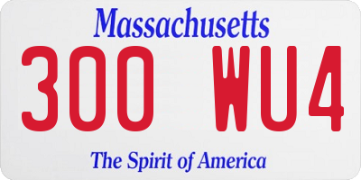 MA license plate 300WU4