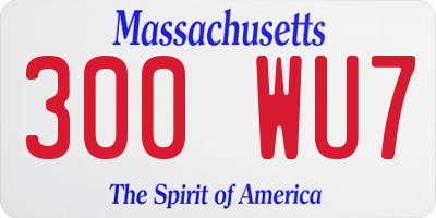 MA license plate 300WU7