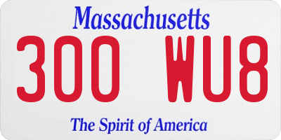 MA license plate 300WU8