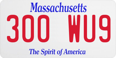 MA license plate 300WU9