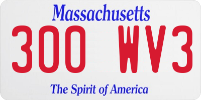 MA license plate 300WV3