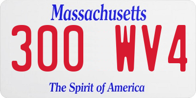 MA license plate 300WV4
