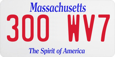 MA license plate 300WV7