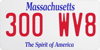 MA license plate 300WV8