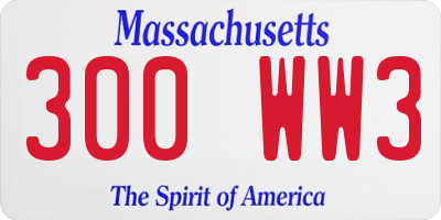 MA license plate 300WW3
