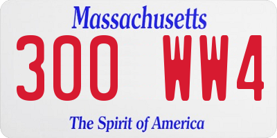 MA license plate 300WW4