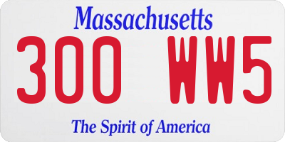 MA license plate 300WW5