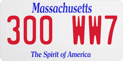 MA license plate 300WW7