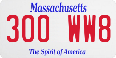 MA license plate 300WW8