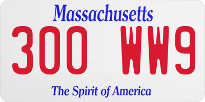 MA license plate 300WW9