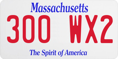 MA license plate 300WX2