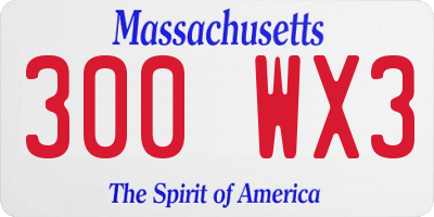 MA license plate 300WX3