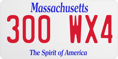 MA license plate 300WX4