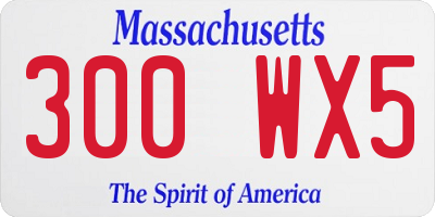MA license plate 300WX5