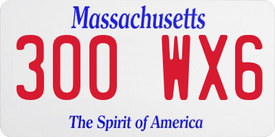 MA license plate 300WX6