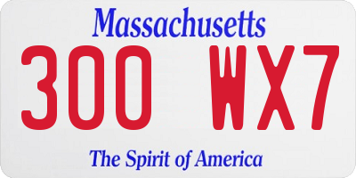 MA license plate 300WX7