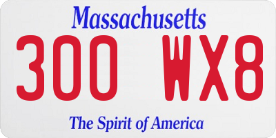 MA license plate 300WX8