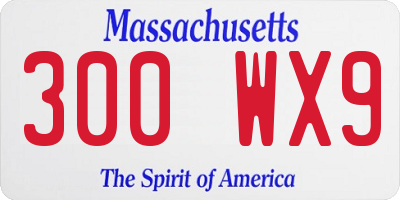 MA license plate 300WX9