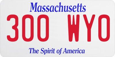 MA license plate 300WY0