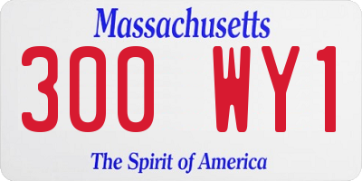 MA license plate 300WY1