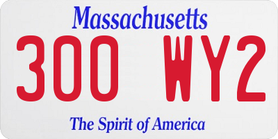 MA license plate 300WY2