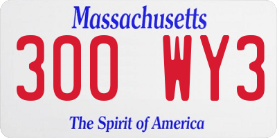 MA license plate 300WY3