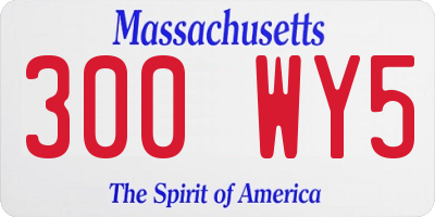 MA license plate 300WY5