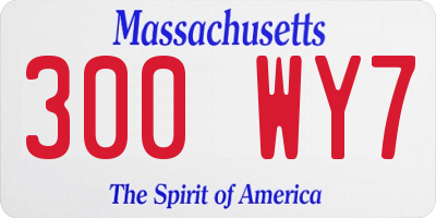 MA license plate 300WY7
