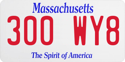 MA license plate 300WY8