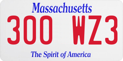 MA license plate 300WZ3