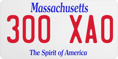 MA license plate 300XA0