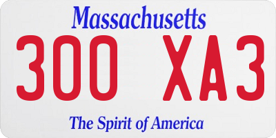 MA license plate 300XA3