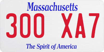 MA license plate 300XA7