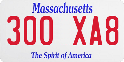 MA license plate 300XA8