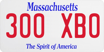 MA license plate 300XB0