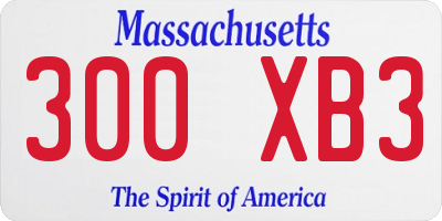 MA license plate 300XB3