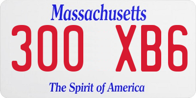 MA license plate 300XB6