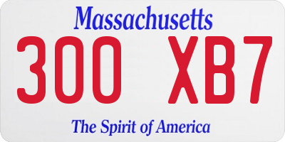 MA license plate 300XB7