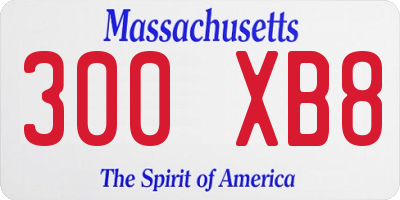 MA license plate 300XB8
